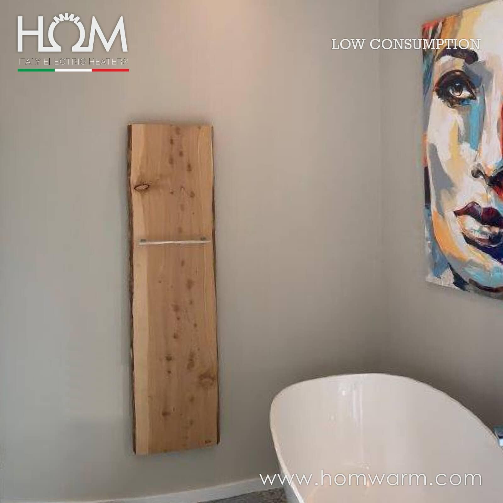 Residenza privata in Germania - XILO L: Radiatore elettrico in legno a parete realizzato da unica tavola monolitica. 5 xilo casa in Germania scaldasalviette legno 300 watts design hom